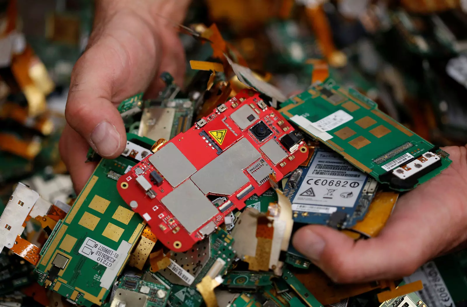 Recovered smartphone circuit boards from e-waste
